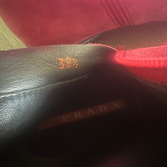PRADA Italy Women's Linea Rossa Boots Size 38,5, Suede, Fuchsia - Picture 9 of 10